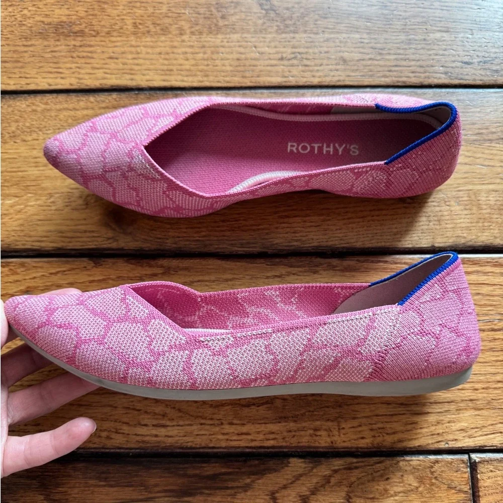 ROTHY'S Sz 8 Pink Rose Quartz Point Flats Limited Edition Unicorn Slip On Shoes
